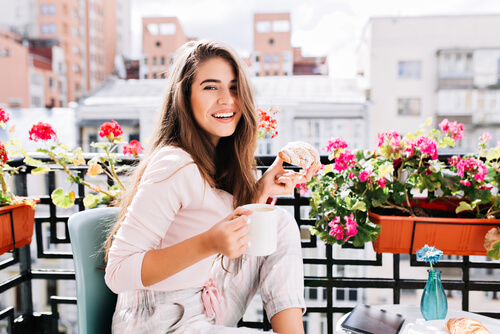 Woman sitting outside after lasik